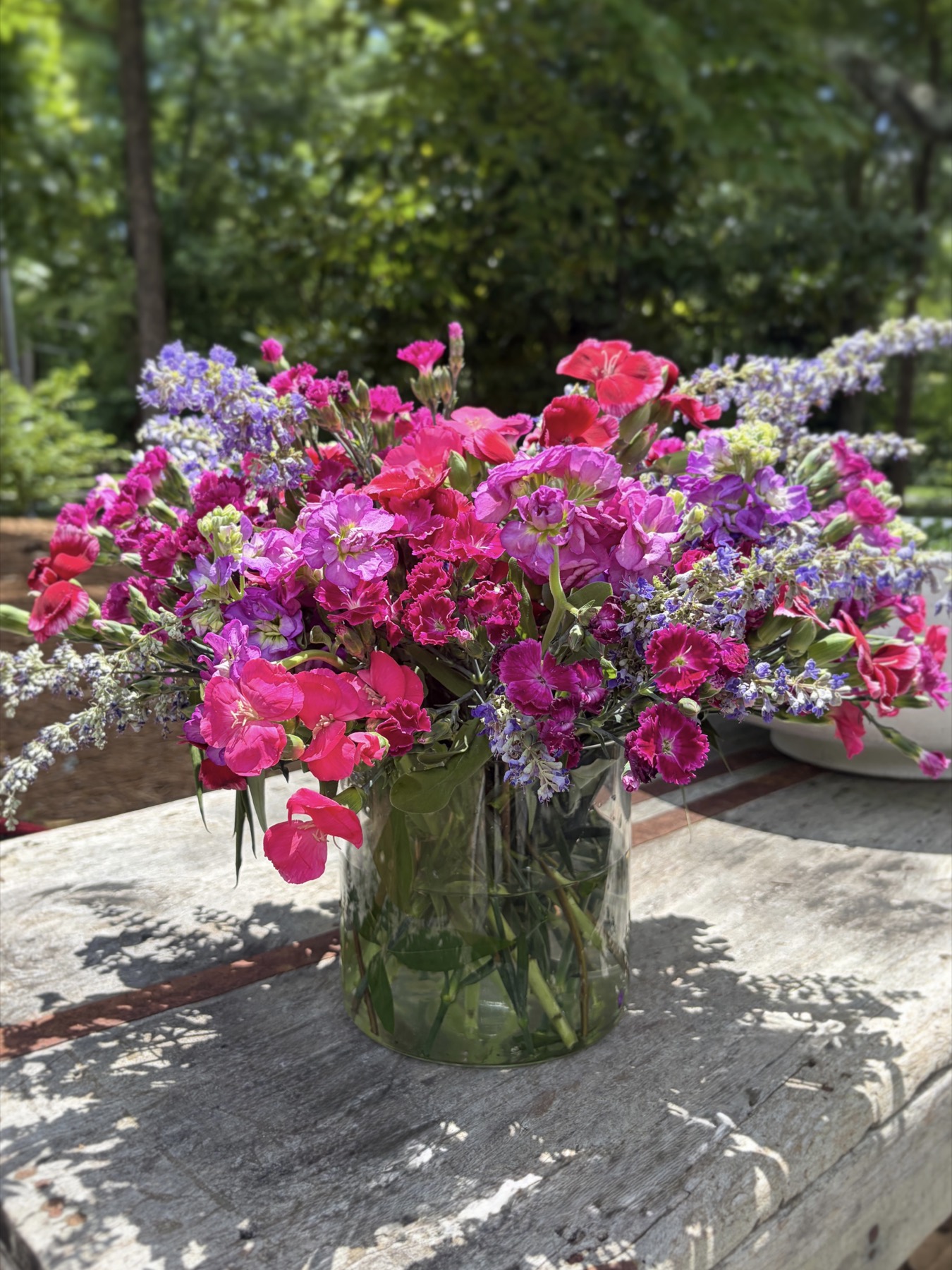 Bright pink and purple garden bouquet